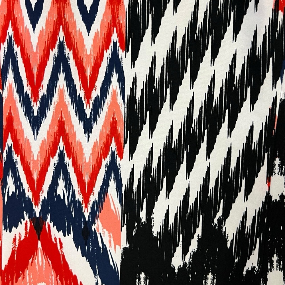Jones New York Dress Size 8 Red Blue White‎ Geometric Print Short Sleeve - Picture 7 of 14